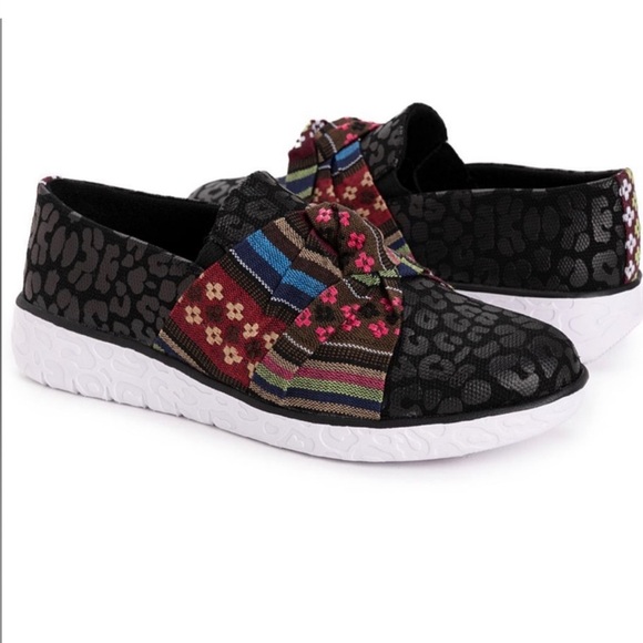 MUK LUKS SLIDE ON SHOES FOR WOMEN BLACK LEOPARD/GEOMETRIC PRINT BOARDWALK LOAFER - Picture 8 of 10